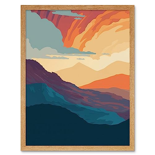 Atmospheric Sunset Sky Serene Mountain Landscape Art Print Framed Poster Wall Decor 12x16 inch