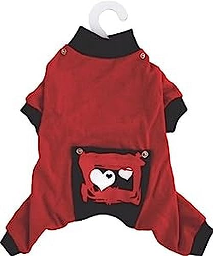 dogit Style, Schlafanzug mit Herz Muster, mittel, rot
