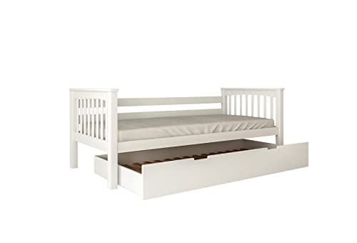 Sofabett Tagesbett Kinderbett LEA 200x90 cm mit Zusatzbettkasten Buchenholz massiv weiß