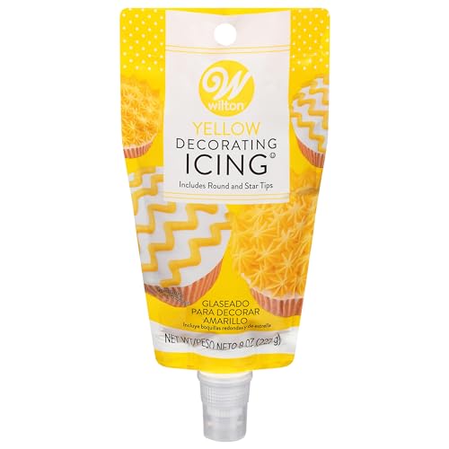 Wilton Icing 8oz Pouch W/Tips-Yellow