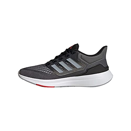 adidas Herren EQ21 Run Sneaker, Grey six/Halo Silver/Vivid red, 46 2/3 EU