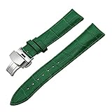 14mm-24mm-echtes Leder-Armband mit Quick Release Schmetterling Schliesse Armband Croco Korn-Armband Grün, 17mm