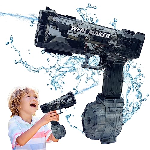 Elektrische Wasserpistole für Erwachsene Kinder, 500ml+50ml Kapazität,1200mAh-Akku Automatische Wasserpistole, Wasserspritzpistole mit 6 m Reichweite, für Sommer Pool (Black)