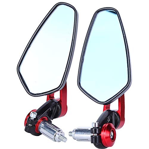 Motorrad Rückspiegel, Universal Motorrad Aluminiumlegierung 7/in 22mm Lenkerendseite Rückspiegel(rot)
