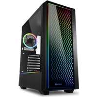 Sharkoon RGB LIT 200 - Midi Tower - PC - Schwarz - ATX - micro ATX - Mini-ITX - Rot/Grün/Blau - Taschenlüfter - Vorderseite (4044951028160)