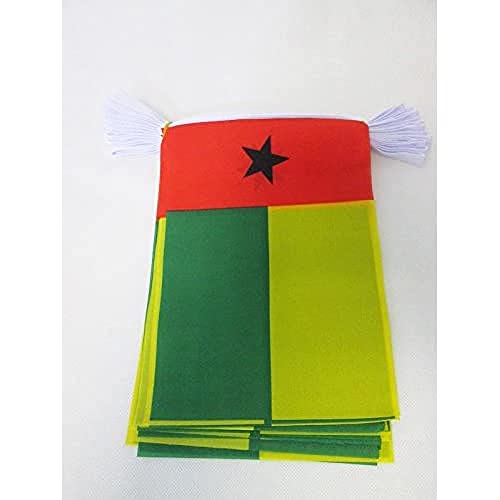 AZ FLAG FAHNENKETTE Guinea-Bissau 12 Meter mit 20 flaggen 45x30cm- Bissau-GUINEISCHE Girlande Flaggenkette 30 x 45 cm