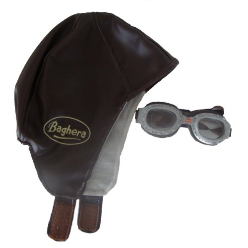 Baghera Fliegerbrille und Fliegermütze für Kinder | Pilotenmütze und Pilotenbrille Vintage Look für Kinder ab 3 Jahren | Retro Fliegerbrille und Fliegerkappe Set für Kinder