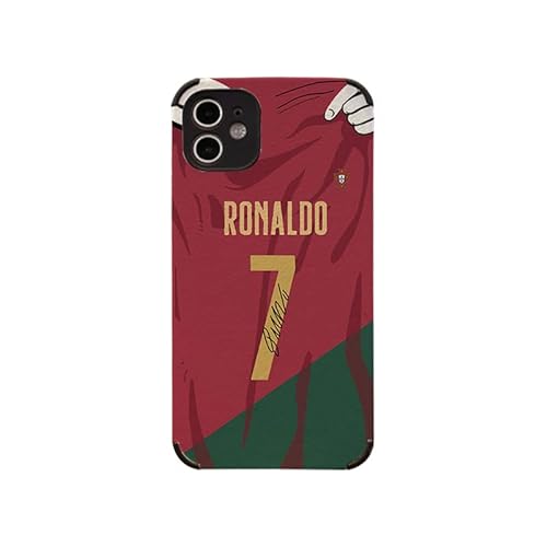 Coole Ronaldo Fußball-Handyhülle für iPhone 12 Mini, kreative Jersey-Stoßdämpfung, weicher Hautrahmen, schwarze Handyhülle für Teenager, Mädchen und Jungen, Damen und Herren (r, 12mini)