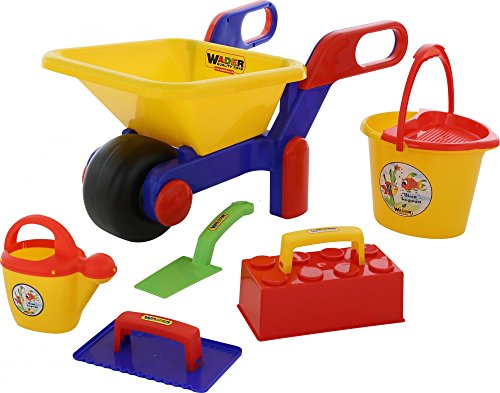 Wader Quality Toys Schubkarre mit Baustelleneimergarnitur, 7-TLG.