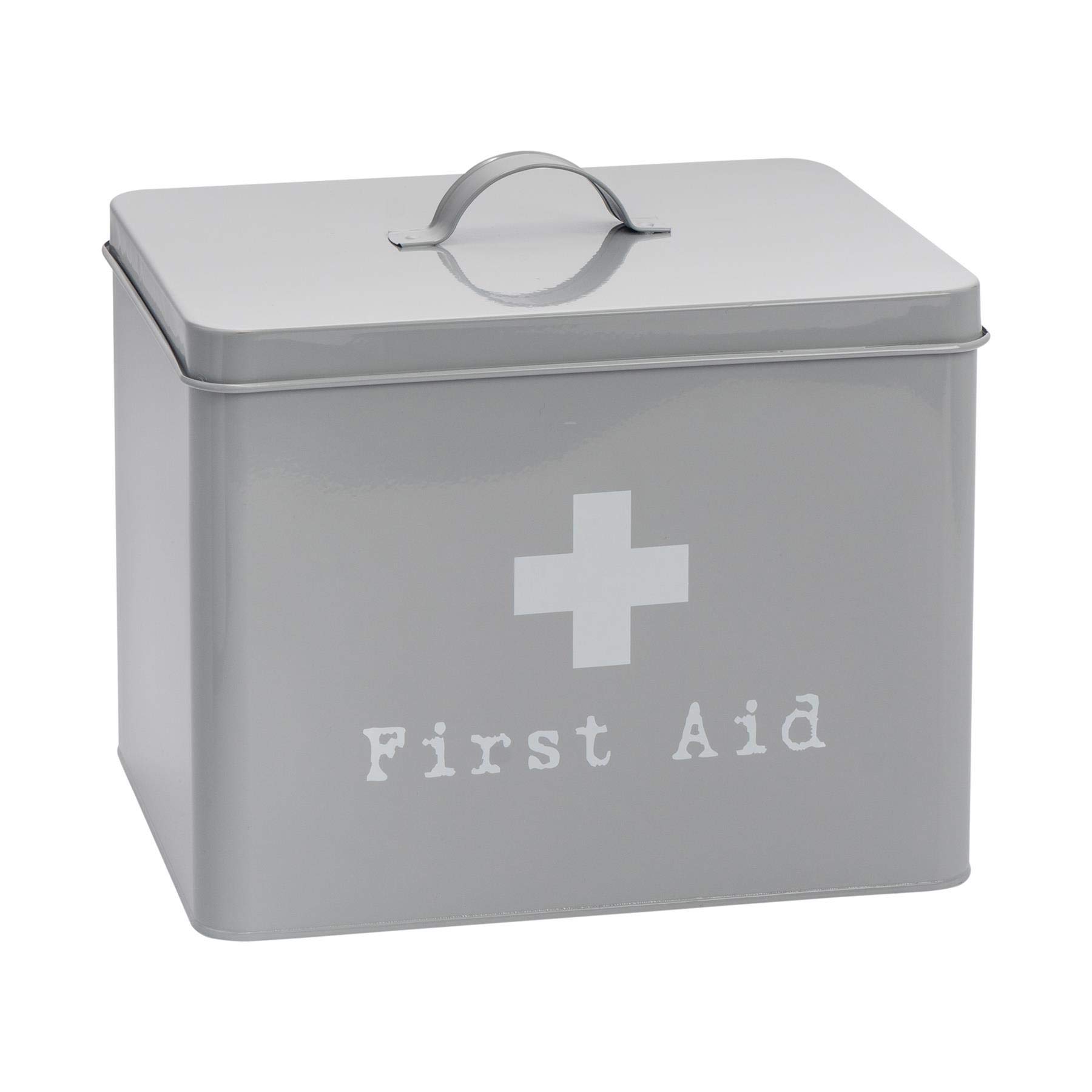 Harbour Housewares Kasten für Erste-Hilfe-Zubehör und Medikamente - Metall im Vintage-Look - Grau