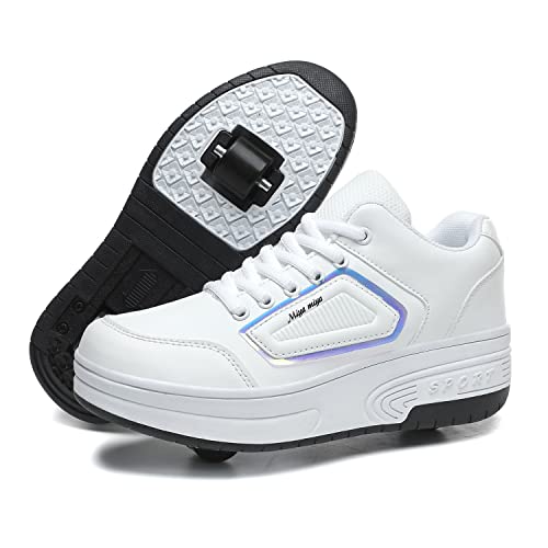 Super kids Mädchen Jungen Rollenschuhe mit Rollen Kinder Zwei Räder Schuhe Drucktaste Einstellbare Inline-Rollschuhe Outdoor-Sportarten Gymnastik Skateboardschuhe