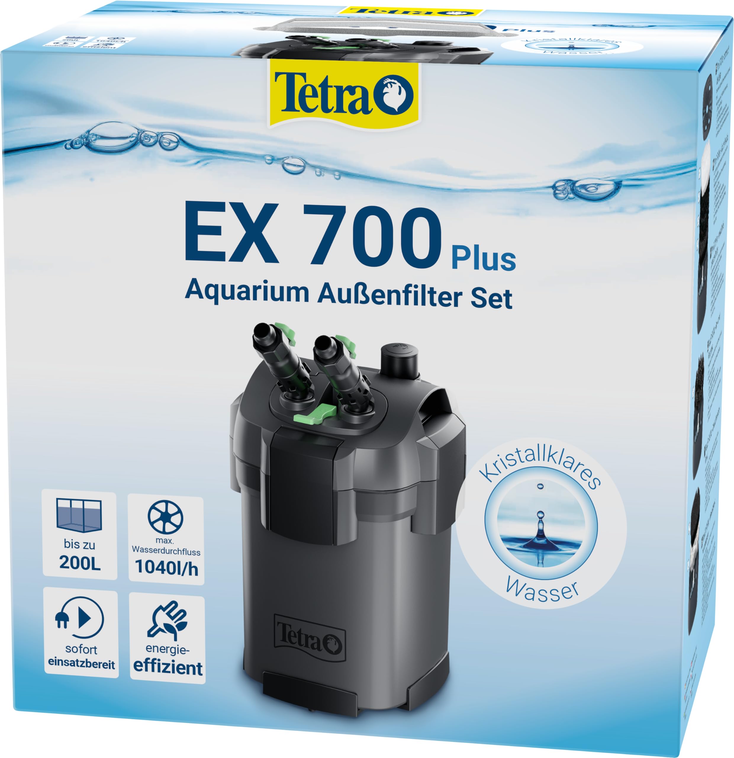 Tetra Aquarium Außenfilter EX 700 Plus - leistungsstarker Filter für Aquarien bis 200 L, schafft kristallklares fischgerechtes Wasser