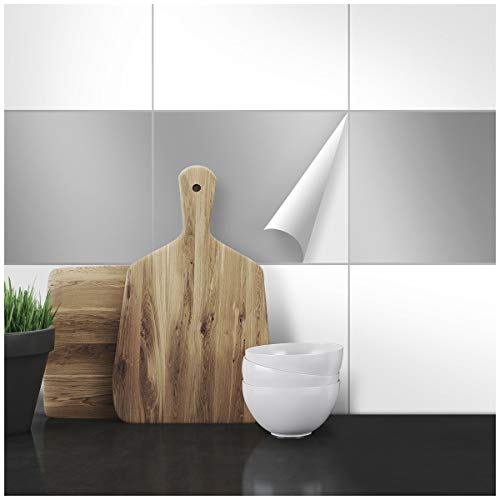 Wandkings Fliesenaufkleber - Wähle eine Farbe & Größe - Silber Seidenmatt - 19,5 x 24,5 cm - 20 Stück für Fliesen in Küche, Bad & mehr