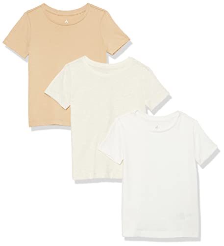 Amazon Aware Mädchen Lockeres Kurzarm-T-Shirt aus Bio-Baumwolle, 3er-Pack, Neutral, 9-10 Jahre