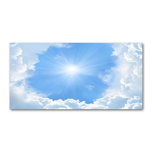 Tulup Glas-Bild Wandbild aus Glas - Wandkunst - Wandbild hinter gehärtetem Sicherheitsglas - Dekorative Wand für Küche & Wohnzimmer 100x50 - Sonstige - Wolken Himmel - Blau