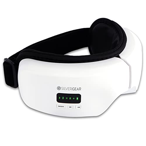 Silvergear ®Augenmassagegerät mit Wärmefunktion und Musik | Augen Massagegerät mit Bluetooth | Wiederaufladbares Shiatsu Augenmassagegerät | Augentherapie | Weiß