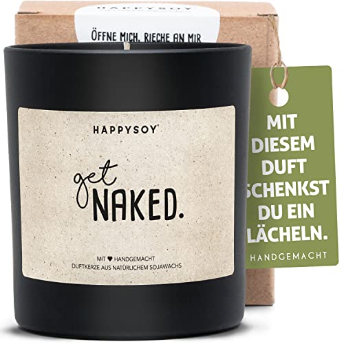 Vegane Duftkerze im Glas mit Spruch aus Sojawachs - natürlich handgemacht - nachhaltige Dekoidee lustige Geschenkidee für beste Freundin Freund gemütliches Zuhause - get naked