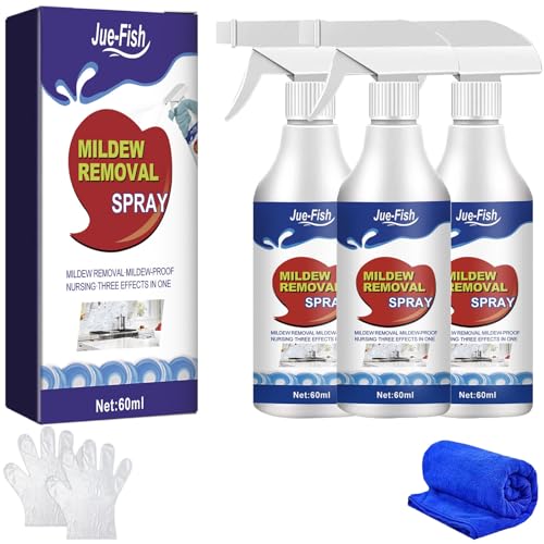 Jue Fish Mildew Removal Spray for Shower, Mould Remover Spray, Ceiling Mold Remover Spray, Bathroom Ceiling Mold Remover, Mildew Removal, Mildew-Proof, Nursing, Three Effects in One (3 set)