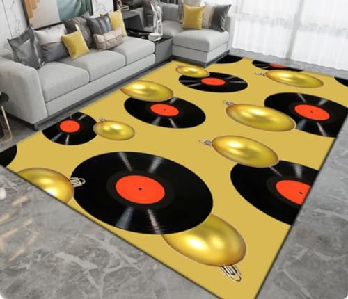 KIESEY Klassische Musik Plattenbereich Teppich, für Wohnzimmer Teppich Schlafzimmer Teppich, Küche Badezimmer rutschfeste Fußmatten 160x230cm