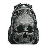 Rucksack mit Totenkopf-Motiv, für Schule, Computer, Bücher, Reisen, Wandern, Camping, Tagesrucksack für Mädchen, Jungen, Männer und Frauen