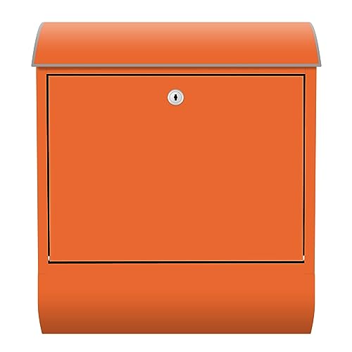 Arcondo Design Briefkasten mit Motiv und Zeitungsfach Unifarbe Orange