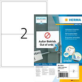 Herma Adressetiketten Special Nr. 10314, 199,6 x 143,5 mm, selbstklebend, ablösbar, bedruckbar, weiß, 200 Stück auf 100 Blatt