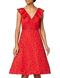 TRUTH & FABLE Damen Partykleid Laser Cut Prom Midi, Rot (Red), 38 (Herstellergröße: S)