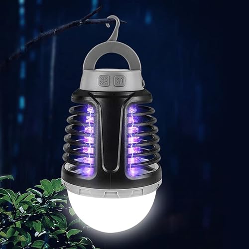 Elektrischer Insektenvernichter 3-In-1 UV Licht Mückenkiller Solar Campinglampe IP6 Wasserdicht tragbar Mückenvernichter Zeltlampe USB Wiederaufladbar für Innen Schlafzimmer Aussen Gärten