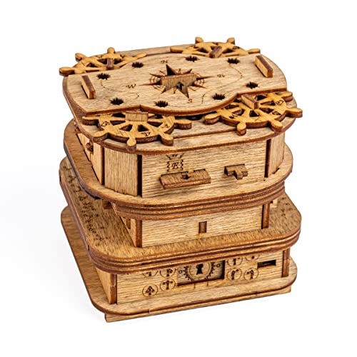 Cluebox - EIN Escape Room in Einer Box. Davy Jones Locker. 3D Puzzle - Denkspiel - Knobelspiel - Geduldspiel - Logikspiel 3D Holzpuzzle. Geschenkverpackung. Puzzle Box Trickkiste