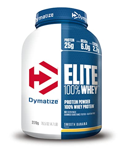 Dymatize Elite 100% Whey Smooth Banana 2170g - High Protein Low Sugar Pulver + Whey Protein und BCAAs