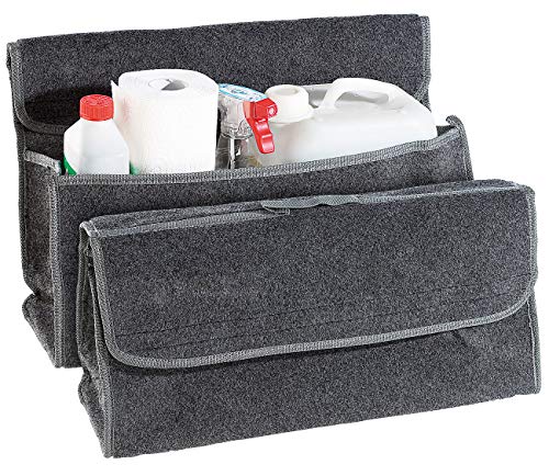 Lescars Auto Kofferraumtasche: 2er Pack Anti-Rutsch-Kofferraumtasche mit Klettbefestigung Large (Autotasche Kofferraum)