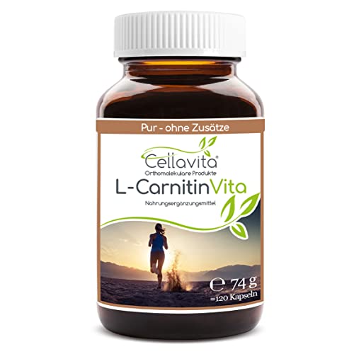 Cellavita | L-Carnitin Vita, Carnitin Tartrat hochdosiert, Aminosäure - Pulver & Kapseln | (120 Kapseln)