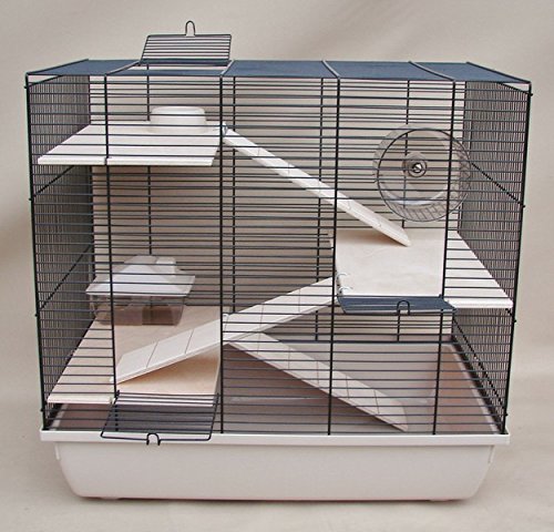 Nagerkäfig, Hamsterkäfig, Käfig, Etagen-Käfig REX 3 beige Holzausstattung
