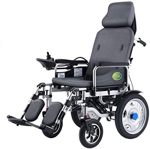 AOLI Heavy Duty Elektro-Rollstuhl mit Kopfstütze, Klapp leichten, tragbarem Elektrorollstuhl mit Fernbedienung, Elektrischer Energie oder manueller Manipulation, verstellbarer Rückenlehne und Pedale