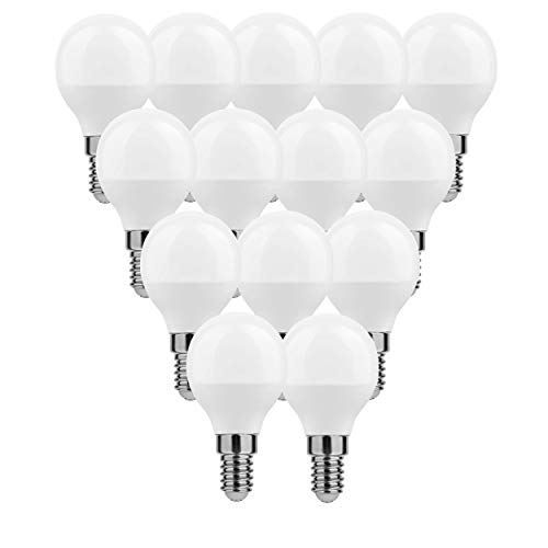 LumCa 14er Pack P45 LED Tropfen Lampe 6W tageslicht E14 ersetzt 45W | 6000 Kelvin | 600 Lumen | nicht dimmbar | 220-240V | 270° Abstrahlwinkel| Tropfenform E14 | LED Globe E14 | LED Mini Globe