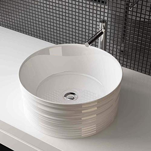 Waschbecken24 41 x 41 x 18 CM Design Keramik Waschbecken Aufsatzwaschbecken Waschschale Handwaschbecken für Waschtisch Badezimmer Gäste-WC A461W