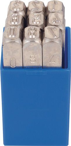 KUKKO Schlagzahlensatz (9-teilig Zahlen 0 - 9 / Schrifthöhe 15 mm in Kunststoffbox) - 330-015
