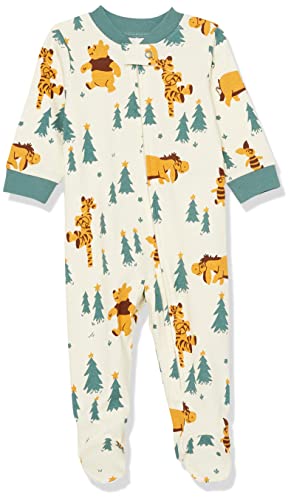 Amazon Essentials Disney Unisex Baby Eng anliegende Baumwoll-Schlafanzüge, 2er-Pack, Pooh Holiday Forest - Sleep & Play, 3-6 Monate