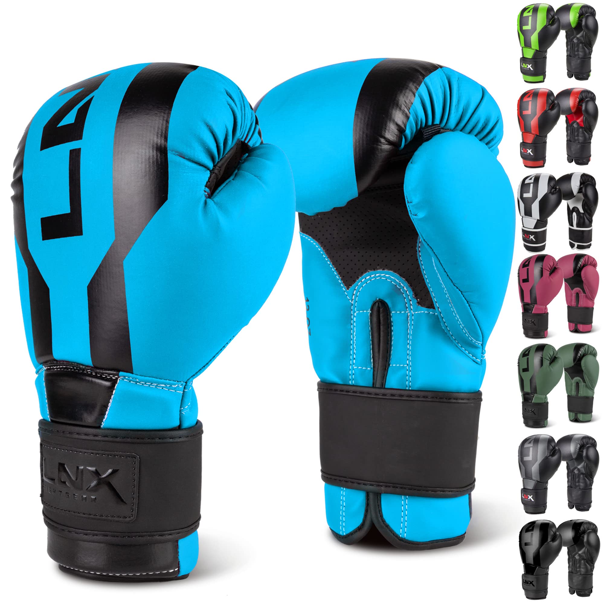 LNX Boxhandschuhe Stealth - Männer Frauen 8 10 12 14 16 Oz - ideal für Kickboxen Boxen Muay Thai MMA Kampfsport Sparring Training UVM (Ultimatte Aqua (403), 10 Oz)