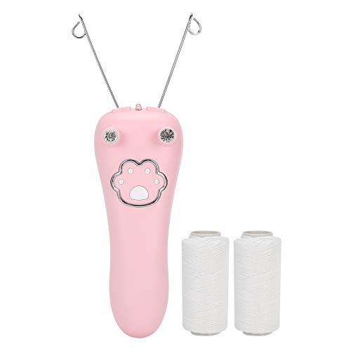 Elektrischer Gesichtshaarentferner für Frauen, Wiederaufladbarer USB-Damen-Schönheits-Epilierer-Trimmer Gesichts-Baumwoll-Haarrasierer mit Gesichtsfäden - Gesichtsempfindliche Geräteenthaarung(Rosa)