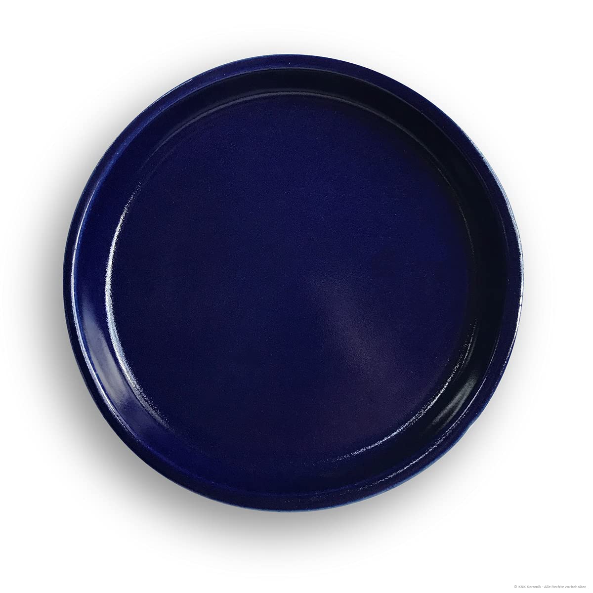 K&K Keramik Unterschale/Untersetzer rund witterungsbeständig Außen Ø26 cm, Innen Ø22 cm robust, dickwandig für Blumentopf Pflanzkübel Vogeltränke Farbe: blau