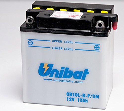 Unibat Motorradbatterie, 11 Ah, 12 V, CB10L-B-PSM, CB10LBPSM, für Vespa Beverly Scooter