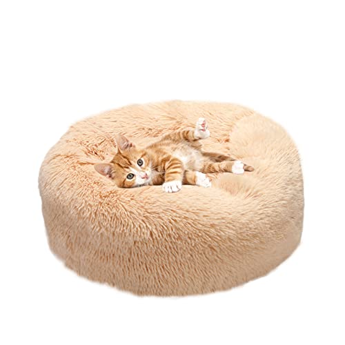 SEDOXX Warmes Katzenbett, dickes Haustiersofa, für drinnen und draußen, weiches Haustierbett, Katzen-Nisten, rutschfestes Bett, Welpenbett für mittelgroße und kleine Hunde, waschbares Hundebett, Kätzchenbett, 80 cm, Beige