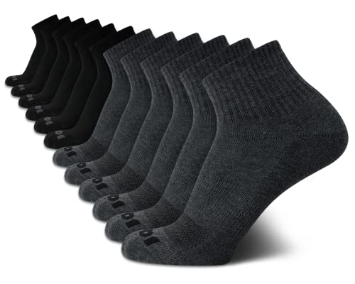 AND1 Herren Athletic Arch Compression Cushion Comfort Quarter Cut Socken (12er-Pack), Schwarz/Grau, 6-12.5