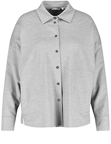 Samoon Damen Hemdjacke Langarm, Manschetten, überschnittene Schultern Bluse Langarm Hemdjacke Melange Neutral Grey Melange 52