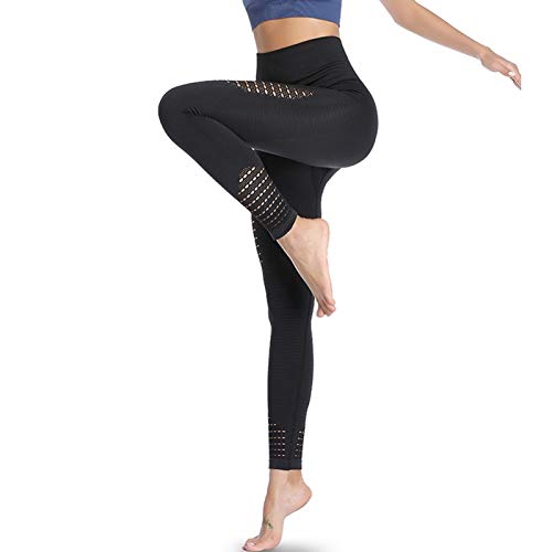 Amazon Brand – Eono Yoga Leggings Damen Sport Tights Hosen Sporthose High Waisted Sportleggins Lang Fitness Leggins, Large-Schwarz
