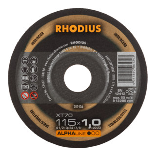 RHODIUS ALPHAline XT70 PACK Extradünne Trennscheibe 115 x 1,0 x 22,23 mm