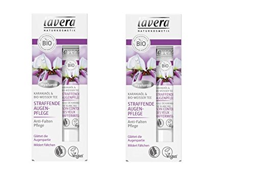 Lavera Straffende Augenpflege Hyaluron, Karanjaöl und Weisser Tee, 2 x 15ml