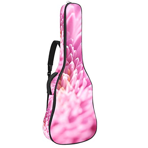 Gitarrentasche mit Reißverschluss, wasserdicht, weich, für Bassgitarre, Akustik- und klassische Folk-Gitarre, rosa Gänseblümchen