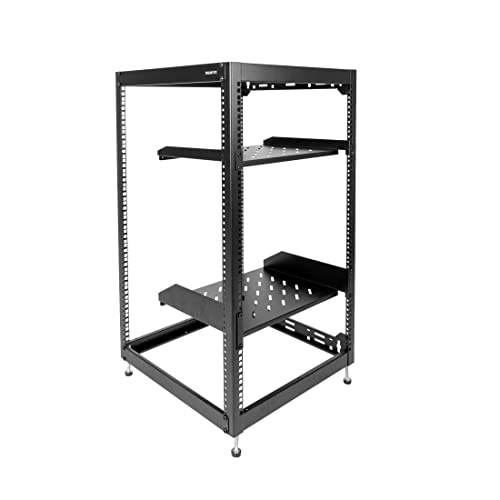 Mount-It! 20U 43,2 cm (17 Zoll) Server-Rack | Mehrzweck-Media-Rack für Server, AV- und Sound-Geräte, Router, Modems und mehr | 2 Regale enthalten (1U und 2U) | einfach zu montieren | verstellbare Füße